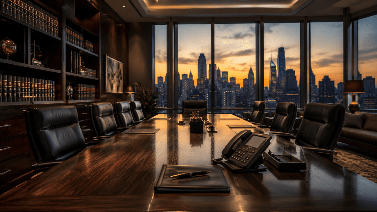 Modern law firm reception — AI answers every client call 24/7
